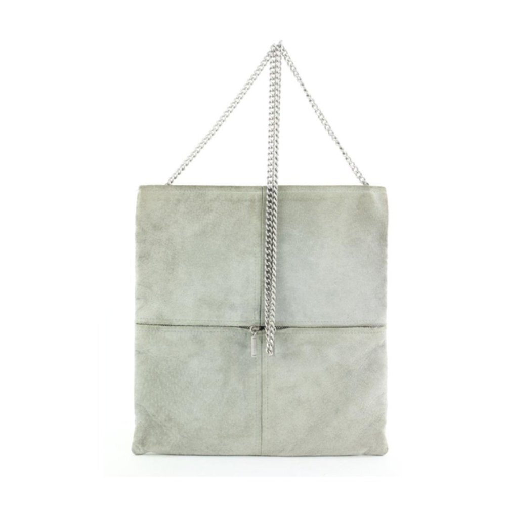 Chanel Grey Suede Flat Chain Crossbody Bag 1c815a